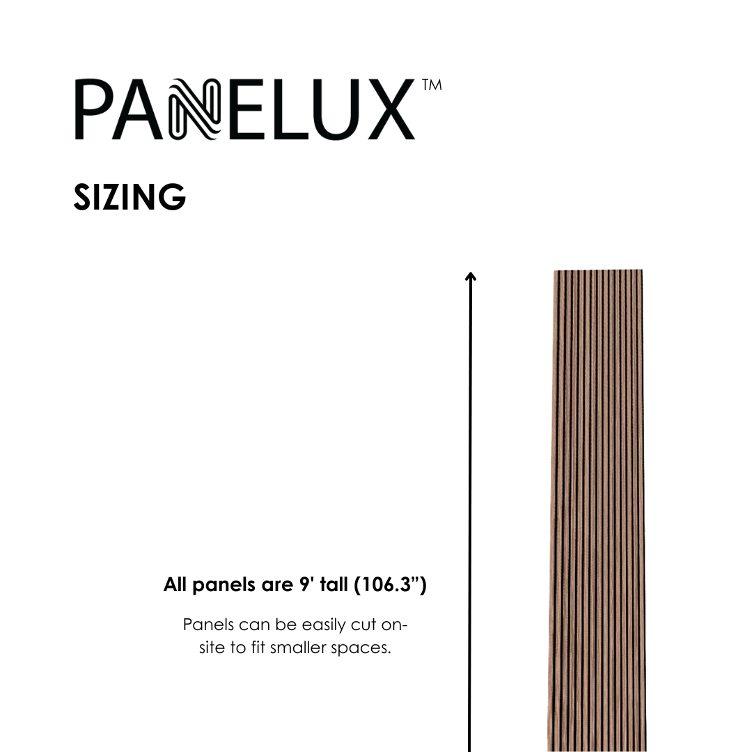 PANELUX™ Black Walnut (Black Felt) Acoustic Slat Wall Panel (9' Height)