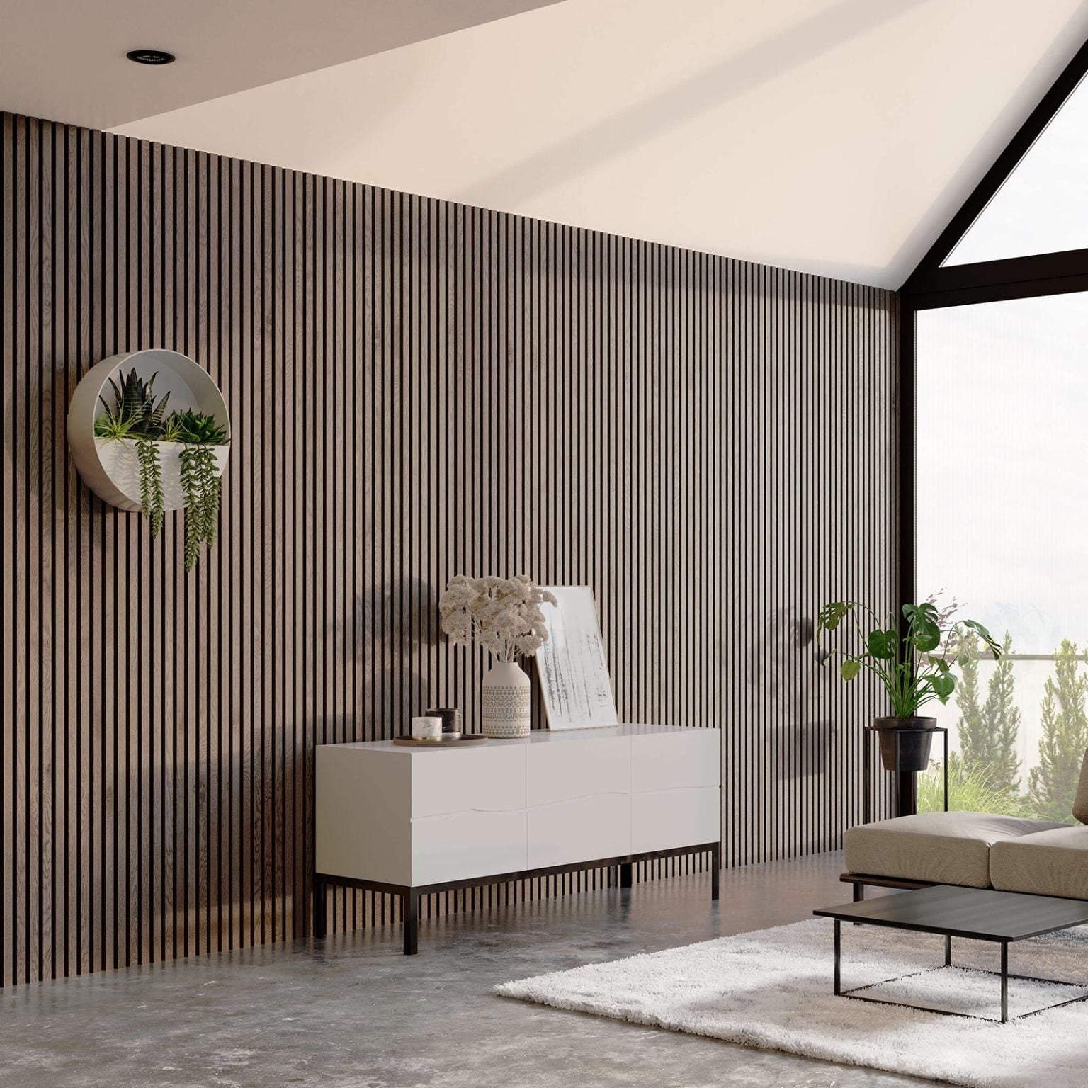PANELUX™ Silver Oak Acoustic Slat Wall Panel (9' Height)